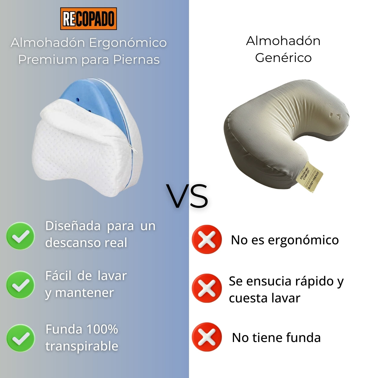 Almohadón Ergonómico para Piernas y Rodillas - RECOPADO™